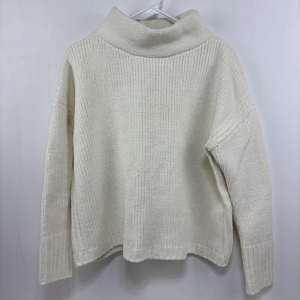 Philosophy Women's Cream Mock Neck Ribbed Sweater Size‎ L Academia Comfy Boho